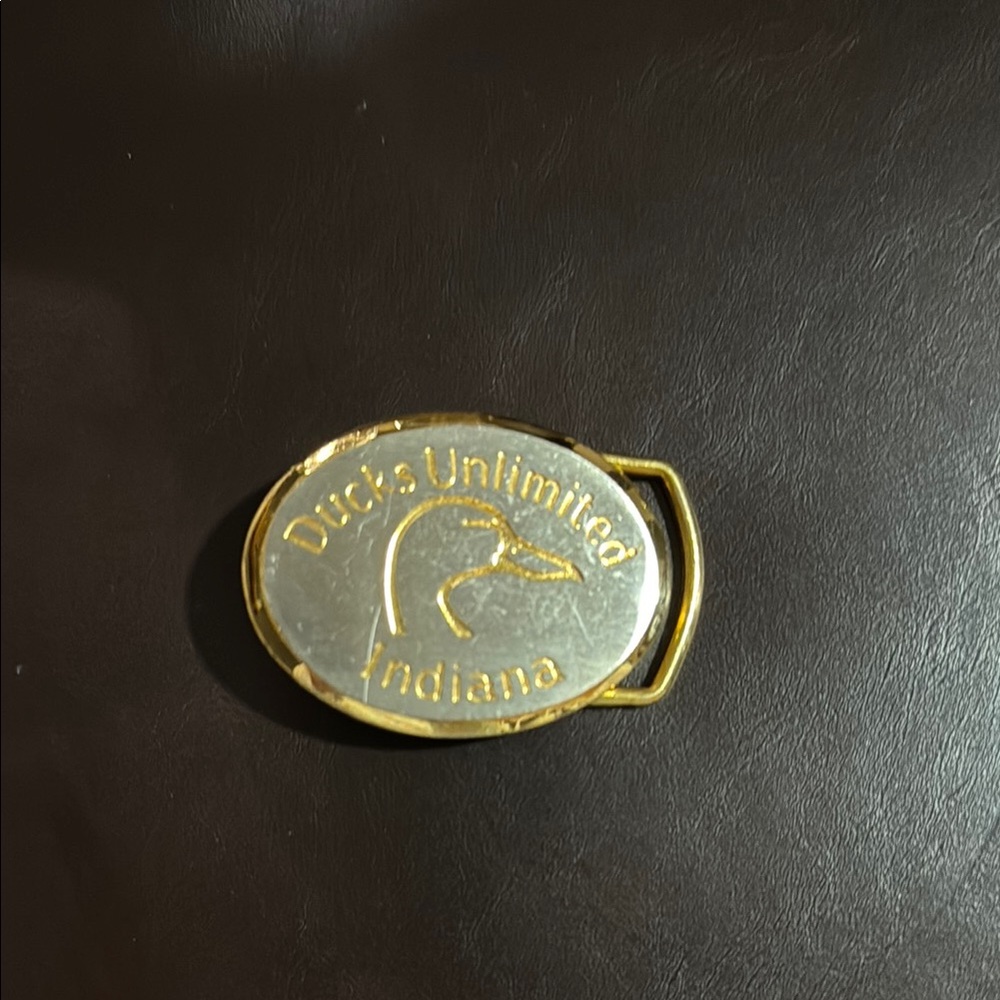 Indiana Ducks Unlimited Belt Buckle - Gold and Silver
